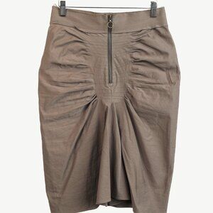 Lanvin SS/05 Taupe Pleated Zip-Front Knee-Length Skirt